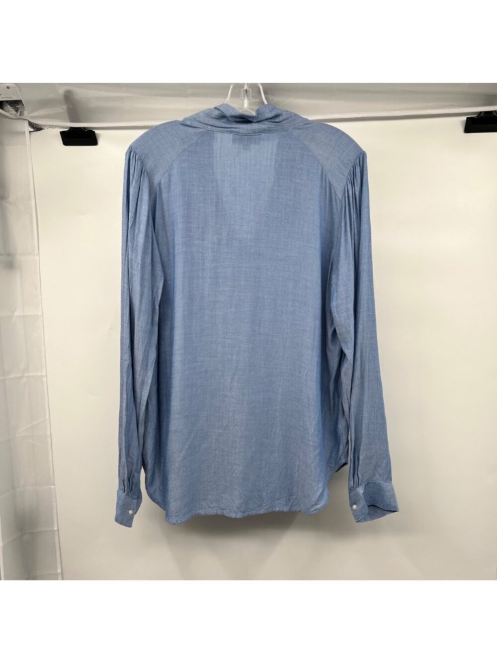 Loft Womens Long Sleeve Top Blue Tie Neck Pullover Size Small - Picture 7 of 9